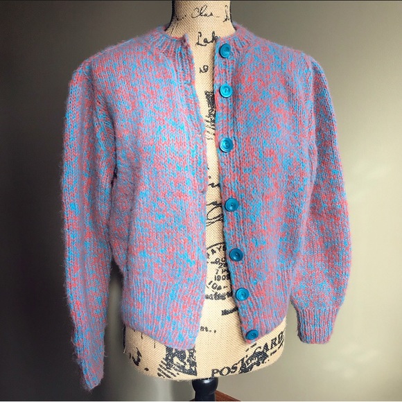 Hand Crafted Sweaters - Handmade Orange Teal Boxy Oversized Knit Sweater